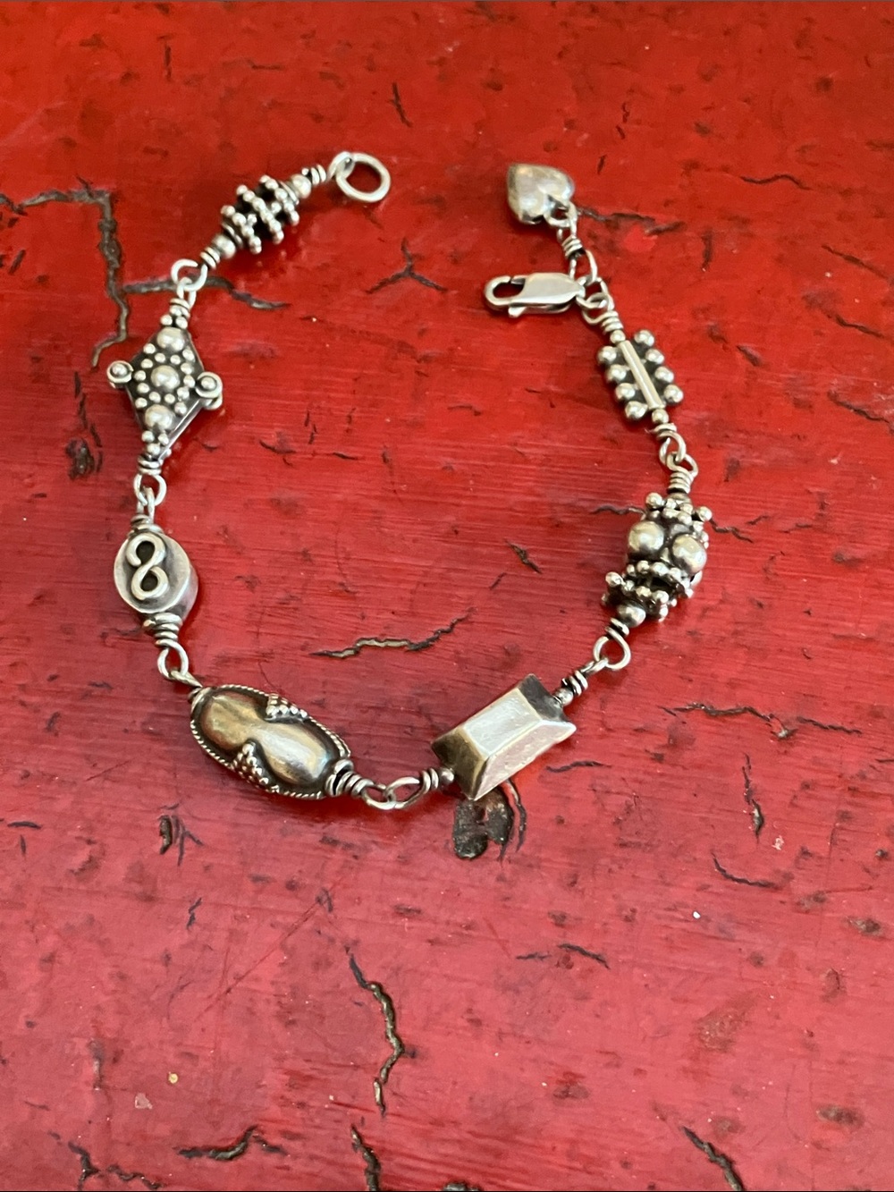 925 Sterling Silver Mixed-Bead Women's Bracelet Ethnic